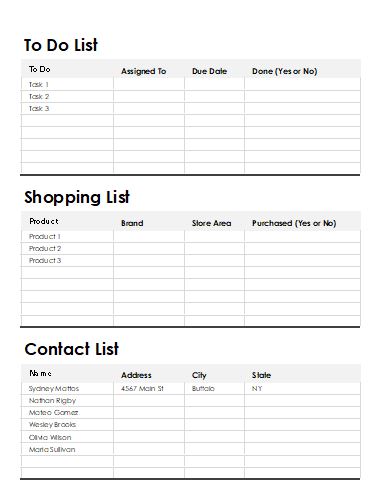 Simple list, To Do List
